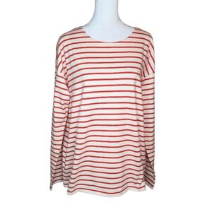 Kule The Boyfriend Long Sleeve Striped Top in Poppy Size Large